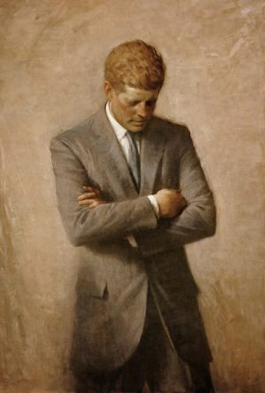 A painting of john f. Kennedy in a suit